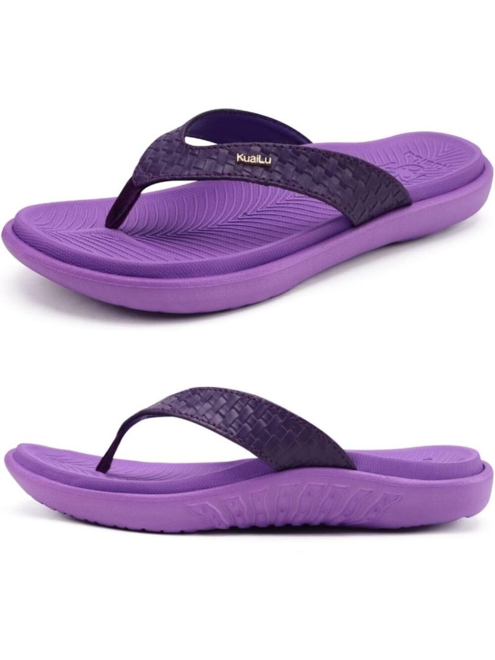 Women's Violet Purple Arch Support Yoga Mat Thong Slip On Flip Flop Sandal Shoes